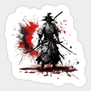 Inked Warrior Samurai Splatter Art Sticker